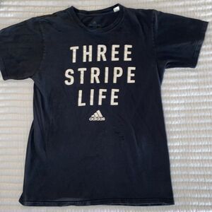 Adidas Men’s Shirt Tee 3 Three Stripe Life Black White Size M